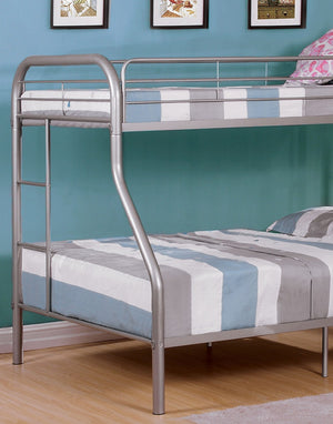 English Elm Twin Over Full Metal Bunk Bed - Sleek Silver Design With Angled Ladder For Space-Saving Style B2741S00310-GIGA