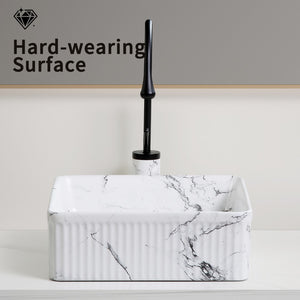 English Elm Floating Wall Mounted Ceramic Bathroom Sink Compact Rectangle White Porcelain Vanity W3402P362401