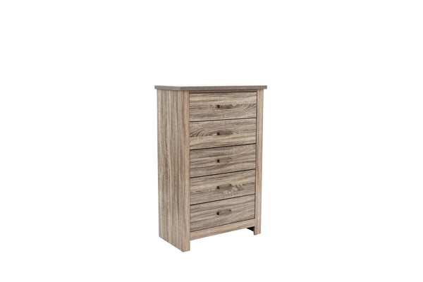English Elm Natural Retro-Modern Wooden Dresser with Tapered Legs, Weathered Grey-Brown Finish & Black Grooves Natural 35 L x 20 W x 55 H B011P193967