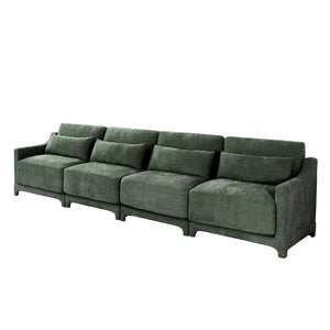 English Elm Four-Seater Chenille Sofa With Lumbar Pillow – Ergonomic Comfort, Solid Wood Frame, Easy Setup! W714S01220