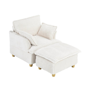 English Elm This Corduroy Single Seat Accent Chair with Ottoman and Pillows for Cozy Nook Spaces W1658P254570