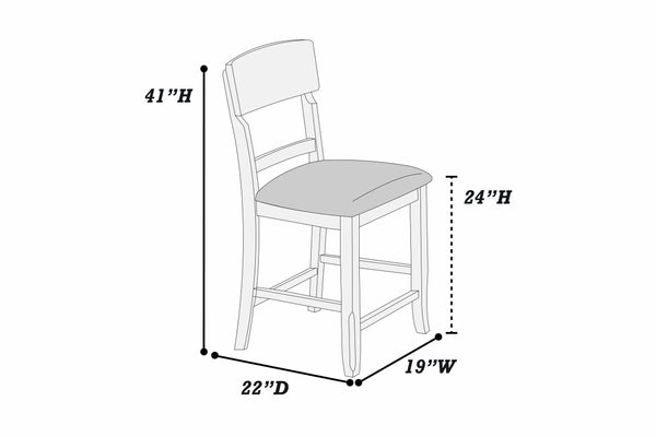 English Elm Antique Ladder-Back High Chairs Set of 2 with Padded Fabric Seats, Rustic Stable Counter Stools 24" H B011P367990