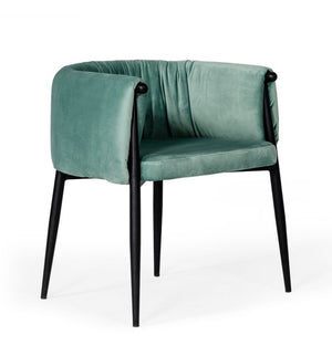 VIG Furniture Belcaro Plush Light Green Dining Chair With Folded-Pillow Upholstery, Black Metal Base, No Assembly Needed VGEUMC-9706CH-A-GRN