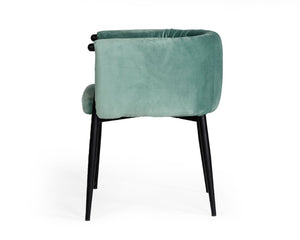 VIG Furniture Belcaro Plush Light Green Dining Chair With Folded-Pillow Upholstery, Black Metal Base, No Assembly Needed VGEUMC-9706CH-A-GRN
