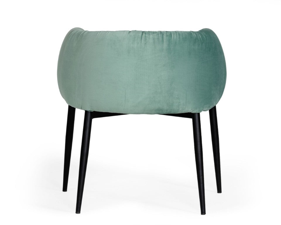 VIG Furniture Belcaro Plush Light Green Dining Chair With Folded-Pillow Upholstery, Black Metal Base, No Assembly Needed VGEUMC-9706CH-A-GRN