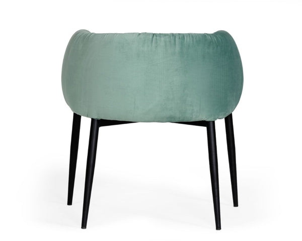 VIG Furniture Belcaro Plush Light Green Dining Chair With Folded-Pillow Upholstery, Black Metal Base, No Assembly Needed VGEUMC-9706CH-A-GRN