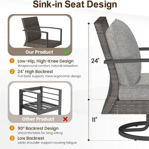English Elm Set of 2 Outdoor Pe Rattan Swivel Rocker Chairs with Cushions for Patio Decks B082S00068