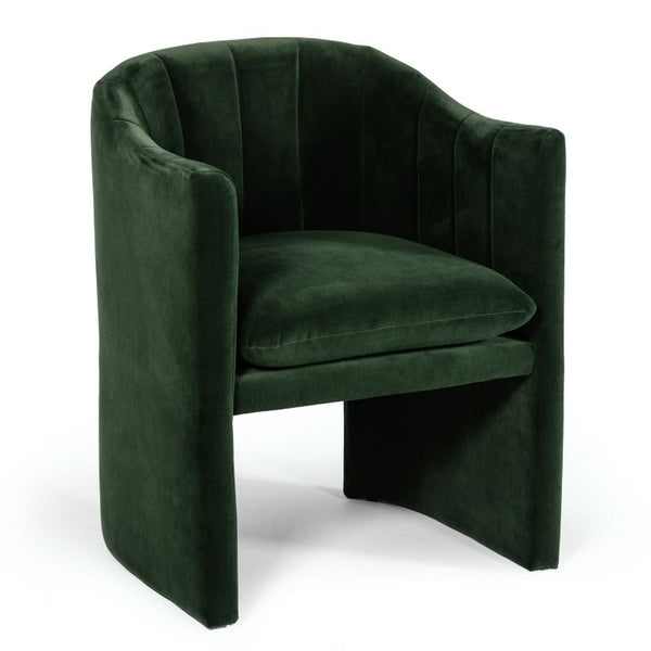 VIG Furniture Danube Velvet Upholstered Mid-Century Chair With Curved Channel Stitching And Ready-To-Use Comfort Green Dining Chair VGEUMC-9704CH-A-GRN