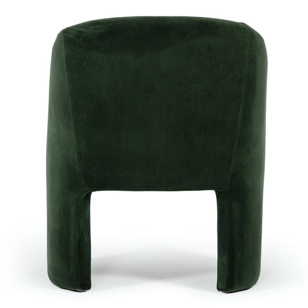 VIG Furniture Danube Velvet Upholstered Mid-Century Chair With Curved Channel Stitching And Ready-To-Use Comfort Green Dining Chair VGEUMC-9704CH-A-GRN