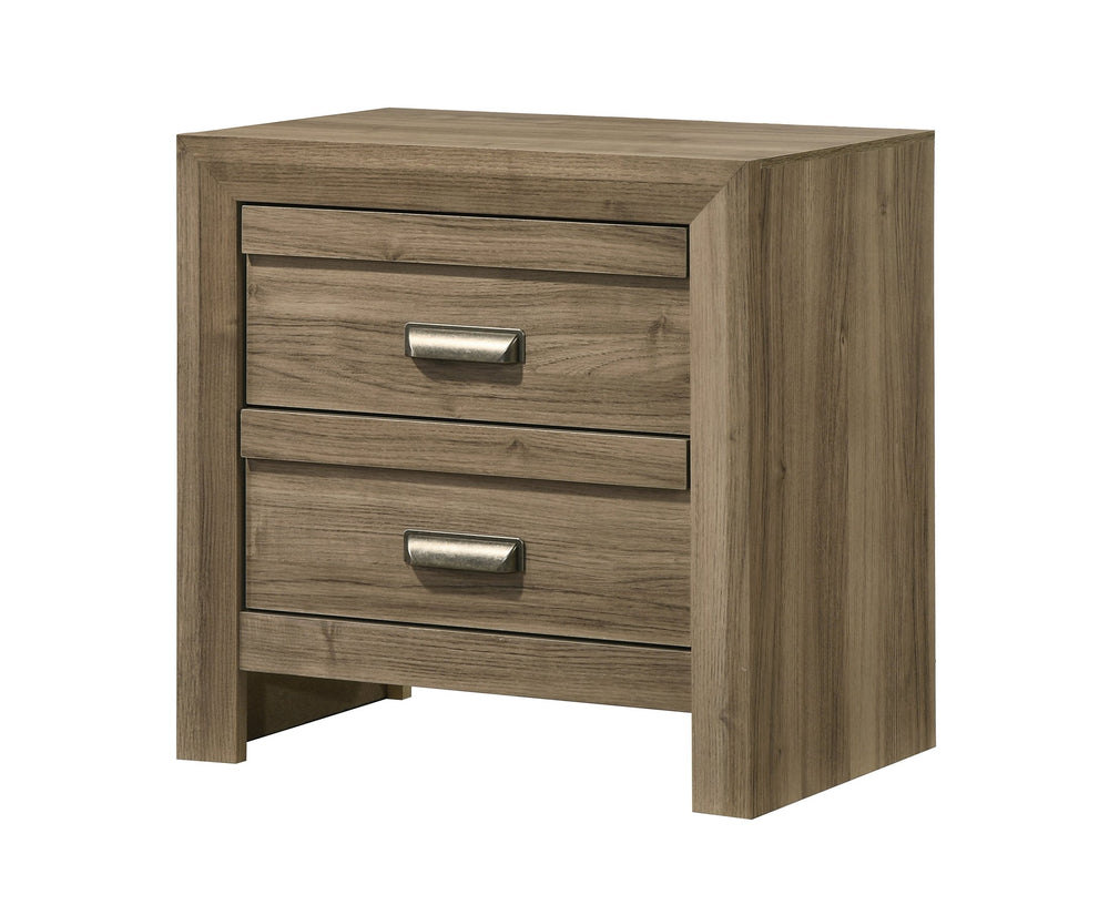 English Elm 1pc Contemporary Two-Drawer Nightstand 23.6"x15.9"x23.6" Warm Wood Finish Metal Pulls Stylish Bedroom Storage B2741P383315