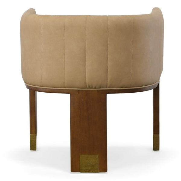 VIG Furniture Elati Tan Vegan Leather Dining Chair With Solid Walnut Frame, Spill-Resistant Upholstery, 18" Seat Height VGEUMC-9710CH-A-W-GRY-DC