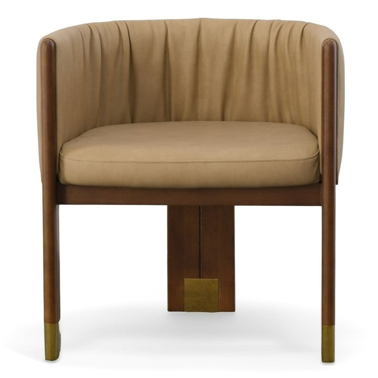 VIG Furniture Elati Tan Vegan Leather Dining Chair With Solid Walnut Frame, Spill-Resistant Upholstery, 18" Seat Height VGEUMC-9710CH-A-W-GRY-DC