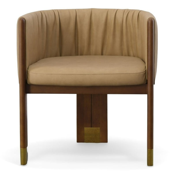 VIG Furniture Elati Tan Vegan Leather Dining Chair With Solid Walnut Frame, Spill-Resistant Upholstery, 18" Seat Height VGEUMC-9710CH-A-W-GRY-DC