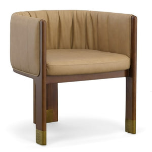 VIG Furniture Elati Tan Vegan Leather Dining Chair With Solid Walnut Frame, Spill-Resistant Upholstery, 18" Seat Height VGEUMC-9710CH-A-W-GRY-DC