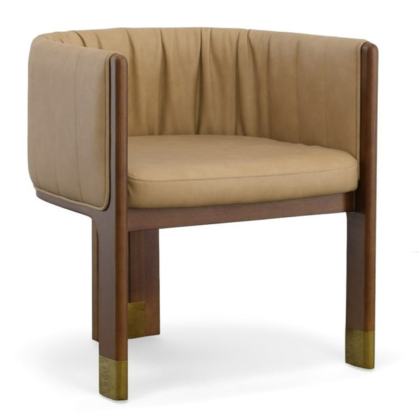 VIG Furniture Elati Tan Vegan Leather Dining Chair With Solid Walnut Frame, Spill-Resistant Upholstery, 18" Seat Height VGEUMC-9710CH-A-W-GRY-DC
