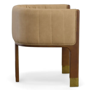 VIG Furniture Elati Tan Vegan Leather Dining Chair With Solid Walnut Frame, Spill-Resistant Upholstery, 18" Seat Height VGEUMC-9710CH-A-W-GRY-DC
