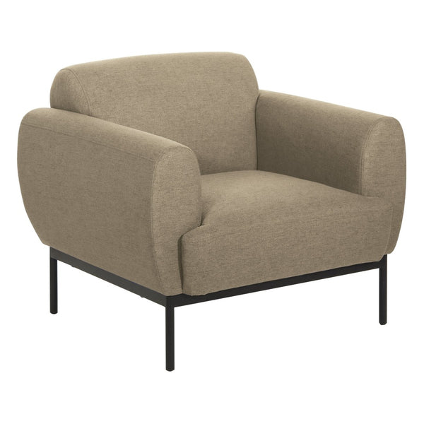 OSP Home Furnishings Delta Commercial Armchair with Sinuous Spring Seat and Black Metal Legs for Lobbies Armchair Taupe DTL51-K063