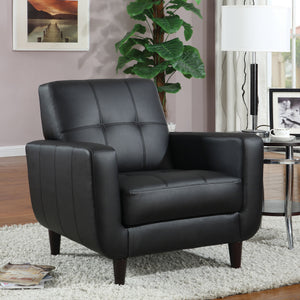 English Elm 1pc Mid-century Modern Accent Armchair with Curved Wood Frame, Soft Upholstery, Splayed Legs for Cozy Spaces Black 37.5 L x 33.25 W x 20.75 H B011P308572