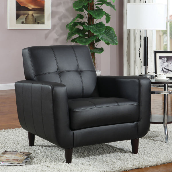 English Elm 1pc Mid-century Modern Accent Armchair with Curved Wood Frame, Soft Upholstery, Splayed Legs for Cozy Spaces Black 37.5 L x 33.25 W x 20.75 H B011P308572