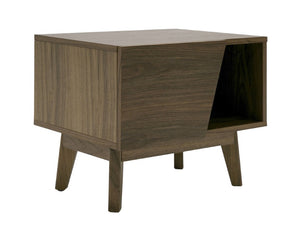 VIG Furniture Abelard Mid-Century Walnut Nightstand With Soft-Close Drawer, Open Shelf & Tapered Solid Wood Legs VGBBMB1707-NS