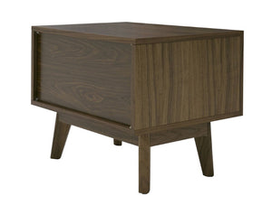 VIG Furniture Abelard Mid-Century Walnut Nightstand With Soft-Close Drawer, Open Shelf & Tapered Solid Wood Legs VGBBMB1707-NS