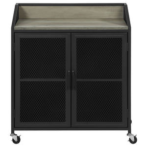English Elm Arlette Sandy Black 2-Door Wine Cabinet with Grey Wash Top, Smooth Casters & Rustic Modern Charm B062P344941