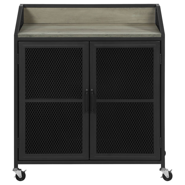 English Elm Arlette Sandy Black 2-Door Wine Cabinet with Grey Wash Top, Smooth Casters & Rustic Modern Charm B062P344941