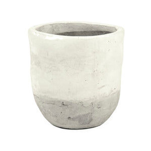 Zentique Distressed White Bowl with Handcrafted Stoneware Finish — Rustic Farmhouse Centerpiece for Serving W9.5 x H9 x D9.5 7793L A25A