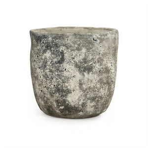Zentique Distressed Vase with Weathered Stoneware Finish — Rustic-Chic Accent for Dried Flowers & Decor (98) W9.5 x H9 x D9.5 7793L A866