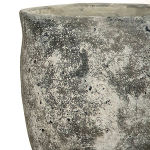 Zentique Distressed Vase with Weathered Stoneware Finish — Rustic-Chic Accent for Dried Flowers & Decor (98) W11 x H10.5 x D11 7793XL A866