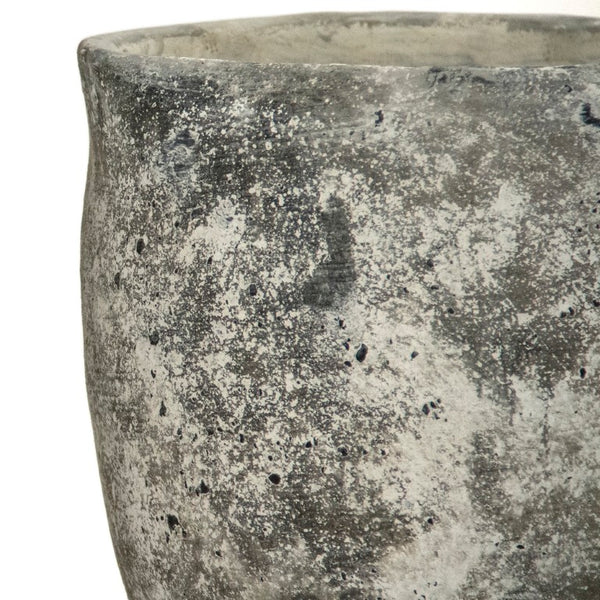 Zentique Distressed Vase with Weathered Stoneware Finish — Rustic-Chic Accent for Dried Flowers & Decor (98) W11 x H10.5 x D11 7793XL A866