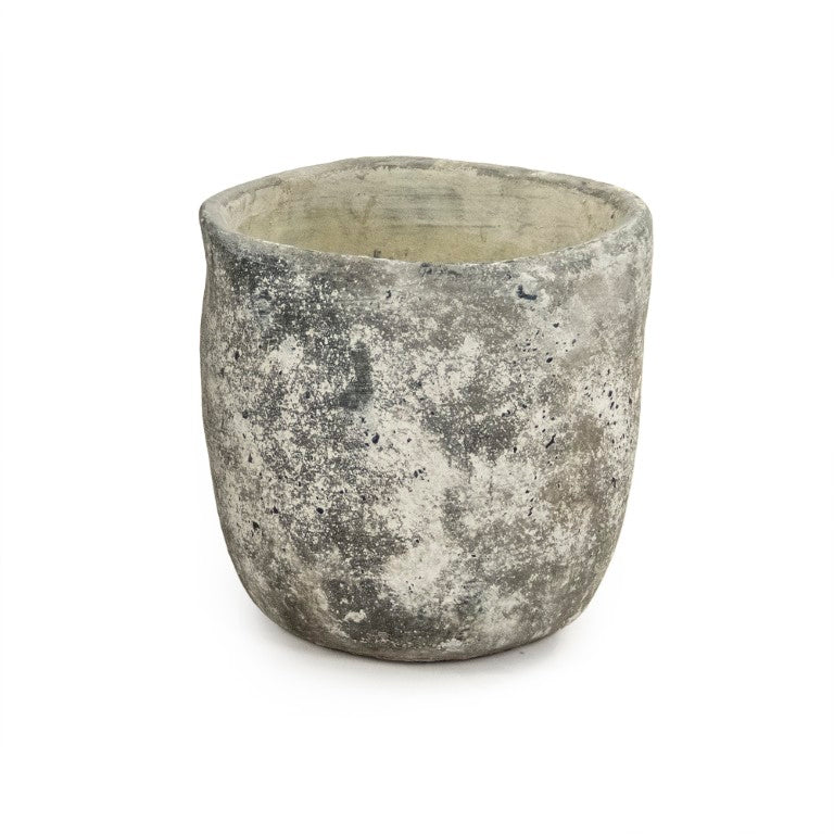Zentique Distressed Vase with Weathered Stoneware Finish — Rustic-Chic Accent for Dried Flowers & Decor (98) W9.5 x H9 x D9.5 7793L A866