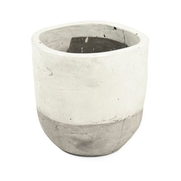 Zentique Distressed White Bowl with Handcrafted Stoneware Finish — Rustic Farmhouse Centerpiece for Serving W11 x H10.5 x D11 7793XL A25A