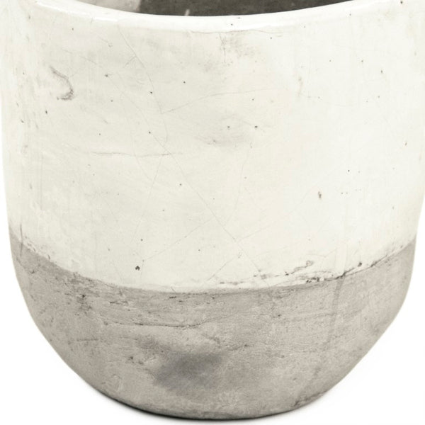 Zentique Distressed White Bowl with Handcrafted Stoneware Finish — Rustic Farmhouse Centerpiece for Serving W11 x H10.5 x D11 7793XL A25A
