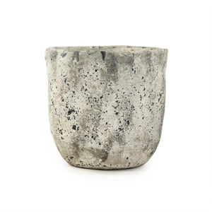 Zentique Distressed Vase with Weathered Stoneware Finish — Rustic-Chic Accent for Dried Flowers & Decor (98) W11 x H10.5 x D11 7793XL A866