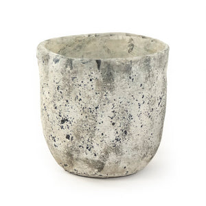 Zentique Distressed Vase with Weathered Stoneware Finish — Rustic-Chic Accent for Dried Flowers & Decor (98) W11 x H10.5 x D11 7793XL A866