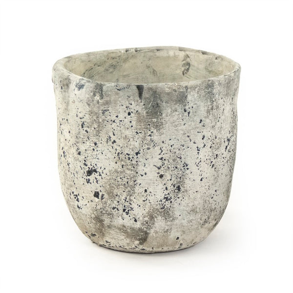 Zentique Distressed Vase with Weathered Stoneware Finish — Rustic-Chic Accent for Dried Flowers & Decor (98) W11 x H10.5 x D11 7793XL A866