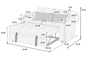 English Elm Modern Corduroy Convertible Sleeper Sofa with Usb Ports and Built-in Cupholders B011S02177