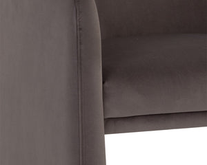 Sunpan Jaime Dining Armchair - Luxurious Gold Base, Moisture-Repellent Fabric, Perfect for Stylish Spaces Meg Ash