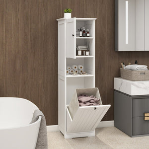 English Elm One-Compartment Tilt-Out Laundry Sorter Cabinet - Stylish White Design For Compact Spaces & Easy Access W1120P146256-GIGA