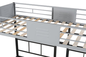 English Elm Triple Bunk Bed Steel Frame with Wood Slats Converts to Three Twin Beds W427S00071