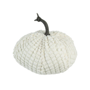 English Elm Set Of 2 White Chenille Pumpkins - Cozy Harvest Decor For Fall, Halloween & Thanksgiving Celebrations W2078P246659-GIGA