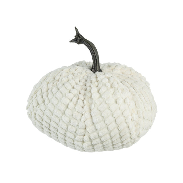English Elm Set Of 2 White Chenille Pumpkins - Cozy Harvest Decor For Fall, Halloween & Thanksgiving Celebrations W2078P246659-GIGA