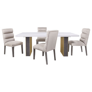 English Elm Highmore Stone Velvet Upholstered Dining Side Chair with Tufted Foam Back and Cool Gray Legs - Set of 2 Beige B062P299895