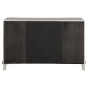 English Elm Mendelsohn Metallic Platinum Mirrored 5-Drawer Server with 2 Doors — Glam Art Deco Sideboard, Storage B062P353469