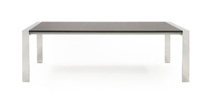 VIG Furniture Fauna Elm Grey Dining Table With Chrome Stainless Steel Frame — Modern Rectangular 10-Seater Elegance VGBBBN-2T-GREY-DT