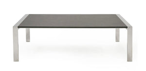 VIG Furniture Fauna Elm Grey Dining Table With Chrome Stainless Steel Frame — Modern Rectangular 10-Seater Elegance VGBBBN-2T-GREY-DT