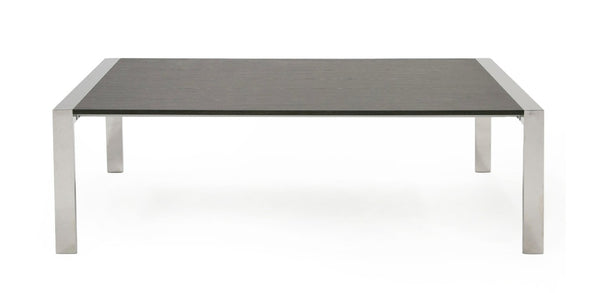 VIG Furniture Fauna Elm Grey Dining Table With Chrome Stainless Steel Frame — Modern Rectangular 10-Seater Elegance VGBBBN-2T-GREY-DT