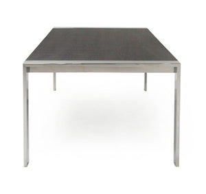 VIG Furniture Fauna Elm Grey Dining Table With Chrome Stainless Steel Frame — Modern Rectangular 10-Seater Elegance VGBBBN-2T-GREY-DT