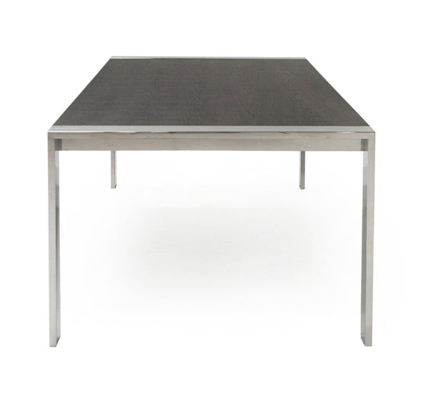 VIG Furniture Fauna Elm Grey Dining Table With Chrome Stainless Steel Frame — Modern Rectangular 10-Seater Elegance VGBBBN-2T-GREY-DT